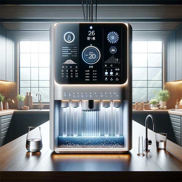 تصویر ایجاد شده نمایانگر بهترین سیستم تصفیه آب خانگی تایوانی است که از هوش مصنوعی برای ارائه عملکرد بهینه استفاده می‌کند. این دستگاه با طراحی مدرن و شیک خود، به راحتی با زیبایی آشپزخانه ادغام می‌شود و تکنولوژی پیشرفته‌ای را برای تضمین بالاترین استاندارد تصفیه آب در منزل به کار می‌گیرد.